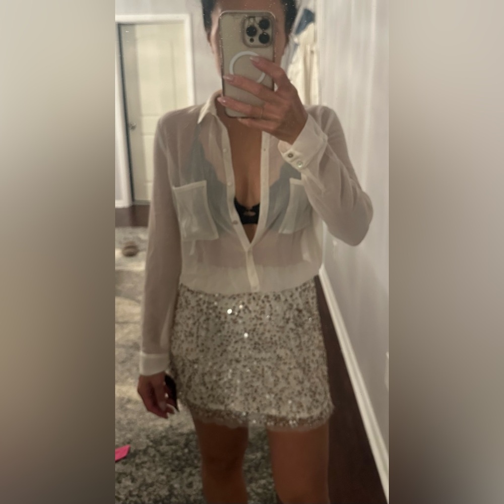 Zara Cream Sequin Top dress